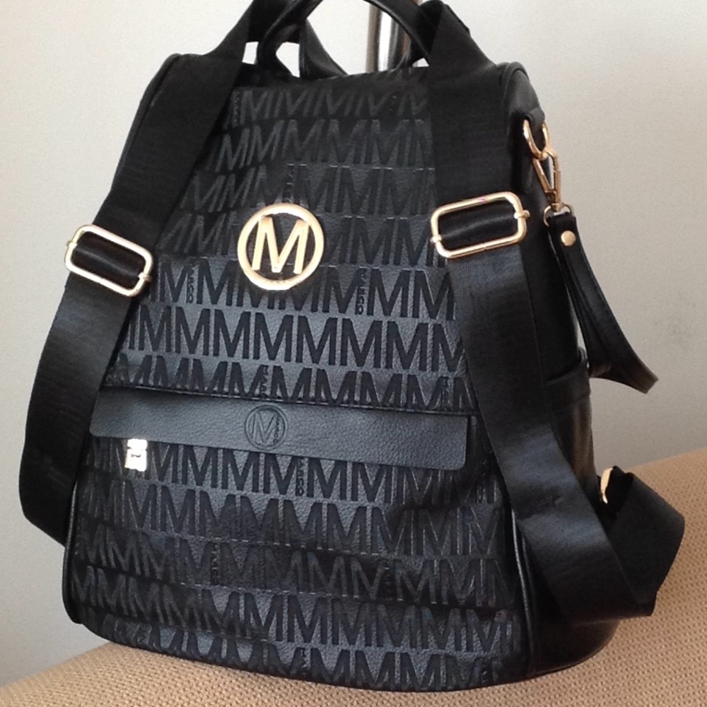 ⭕️ M Marco - Monogrammed Vegan Leather Backpack
